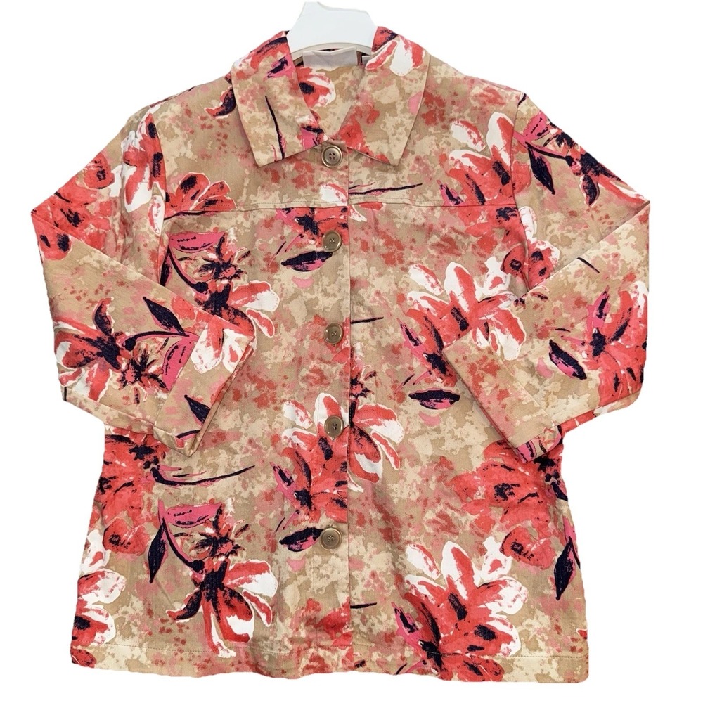 Breckinridge Women's‎ M Button Down Cotton Collared Jacket Floral Festive Fall